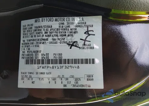 2003 Ford Mustang 10Th Anniversary Package/Cobra z USA, uszkodzony, nr VIN 1FAFP48Y13F329448